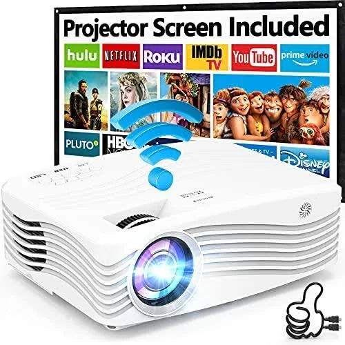 DRJ 8500Lumens 5G WiFi Projector Full HD Native 1080p 4K Projector Synchronize Smartphone Screen Compatible with TV Stick/hdmi/ps4/dvd Player/AV for O