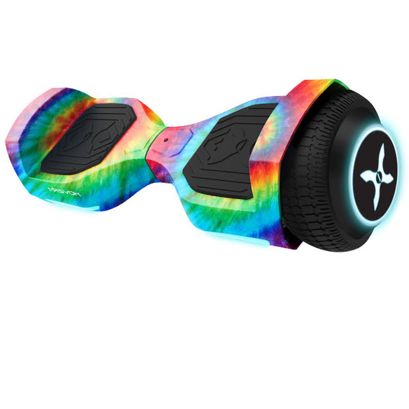 Hover-1 Rebel Kids Hoverboard w/ LED Headlight, 6 M Max Speed, 130 lbs Max Weight, 3 Miles Max Distance  C Rainbow Tie Die