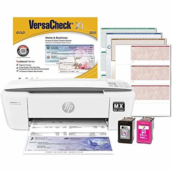 VersaCheck HP Deskjet 3755 MX MICR Check Printer and VersaCheck Gold Check Printing Software Bundle, White (3755MX)