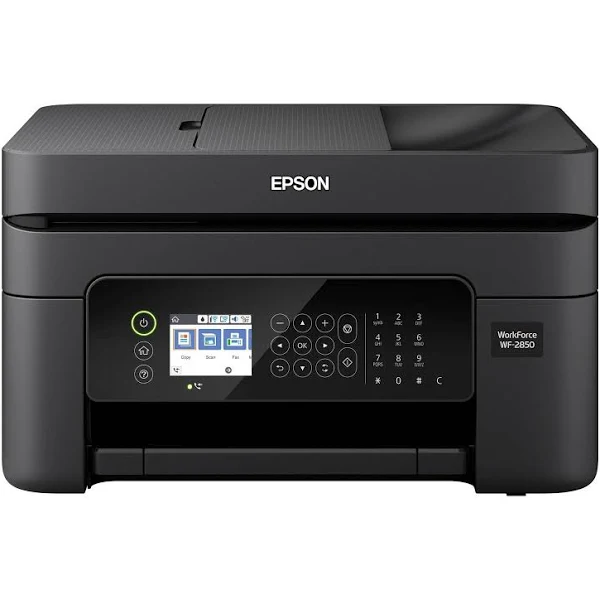 Epson WorkForce WF-2850 All-in-One Wireless Color Inkjet Printer, Black 每 Print Scan Copy Fax 每 10 ppm, 5760 x 1440 dpi, 8.5 x 14, Auto 2-Sided