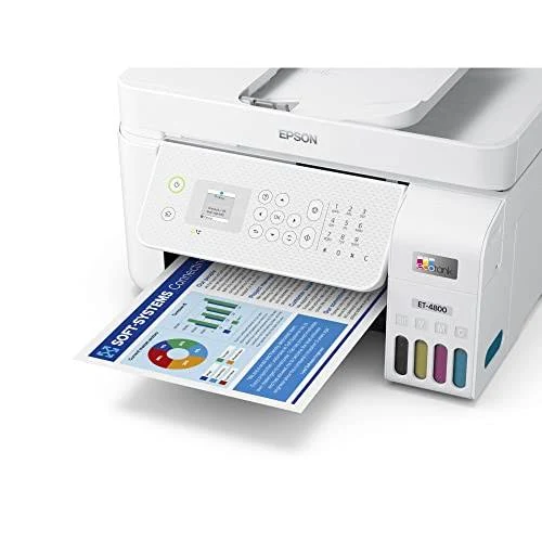 Epson Premium EcoTank 4800 Series All-in-One Color Inkjet Printer I Print Copy Scan Fax I Wireless Ethernet USB I Mobile & Voice-Activated Printing