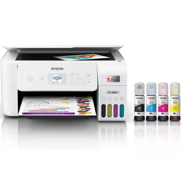 Epson Premium EcoTank 2803 Series All-in-One Color Inkjet Cartridge-Free Supertank Printer I Print Copy Scan I Wireless I Mobile & Voice-Activated