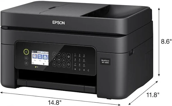 Epson WorkForce WF-2850 All-in-One Wireless Color Inkjet Printer, Black 每 Print Scan Copy Fax 每 10 ppm, 5760 x 1440 dpi, 8.5 x 14, Auto 2-Sided