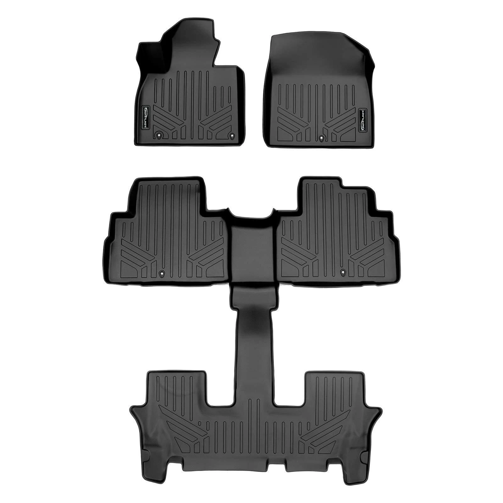 Smartliner SA0417/B0447 1st, 2nd & 3rd Row Black Floor Liner Set