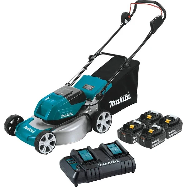 Makita XML03CM1 36V (18V X2) LXT Brushless 18″ Lawn Mower Kit with 4 Batteries