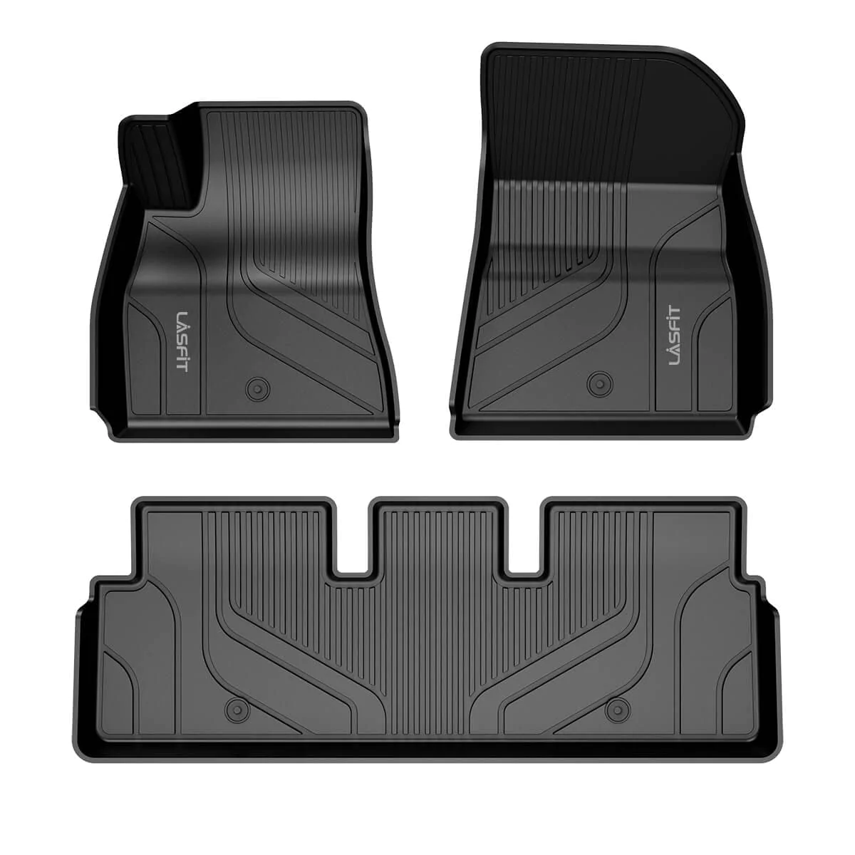 Lasfit Floor Liners for 2017 2018 2019 2020 2021 Tesla Model 3, All-Weather Fit TPE Car Floor Mats Set, 1st and 2nd Row, Black