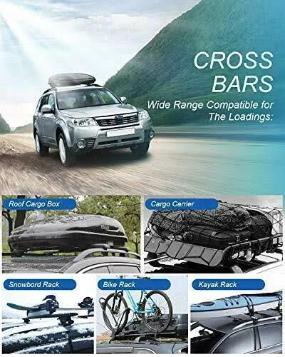 Max Loading 260lb Heavy Duty Lockable Roof Rack Cross Bars Replacement for Forester 2014-2022/ Crosstrek 2013-2017/Impreza 2012-2019 Black Matte 579391