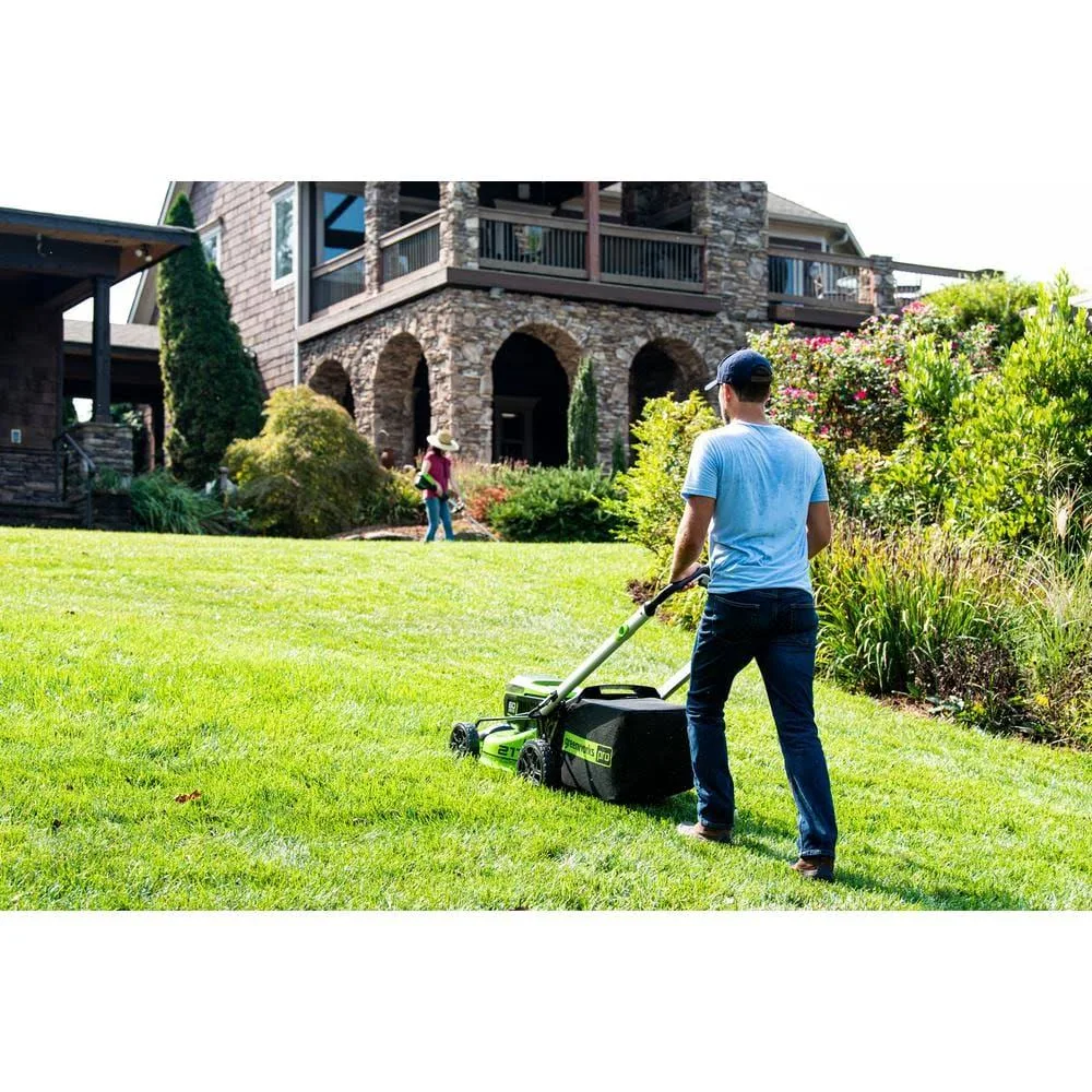 Greenworks Pro 21 in. 60V Battery Cordless Self-Propelled Walk-Behind Lawn Mower with (2) 4.0 Ah Battery and Charger