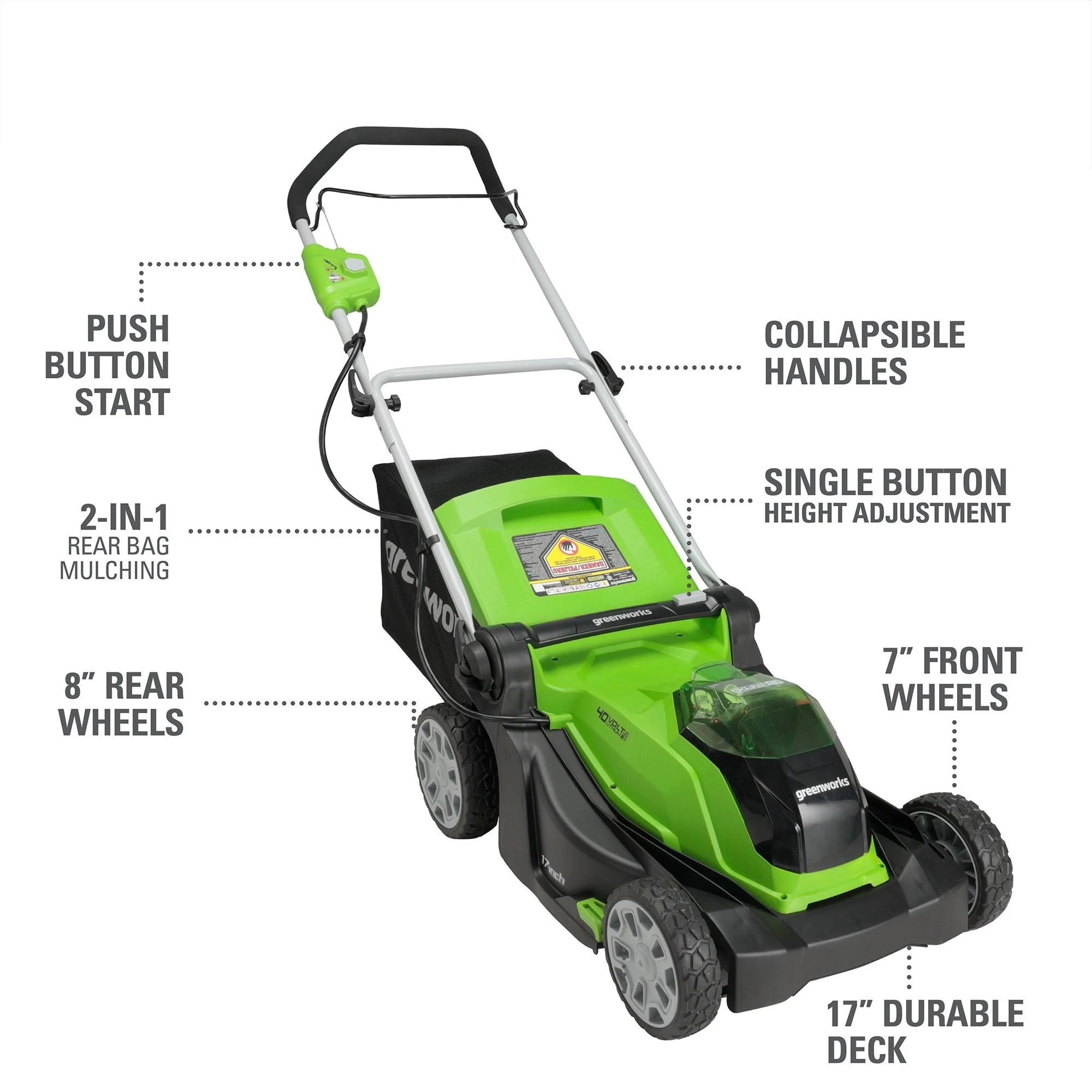 Greenworks MO40B01 G-Max 40V 17 inch Brushed Mower Battery & Charger