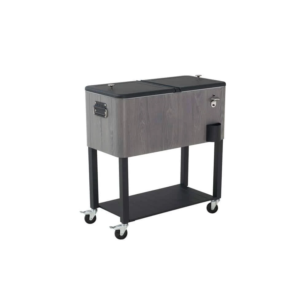 StyleWell 80 qt. Gray Woodgrain Cooler with Black, Gray Wood Grain