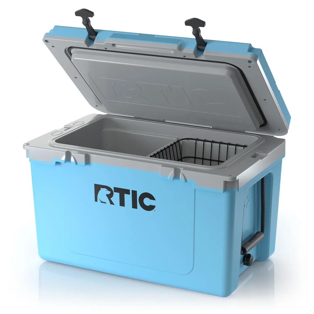 RTIC 52 Quart Ultra-Light Hard Cooler, Deep Harbor/RTIC Ice, Lightweight, Heavy Duty Rope Handles, T-Latch Closure