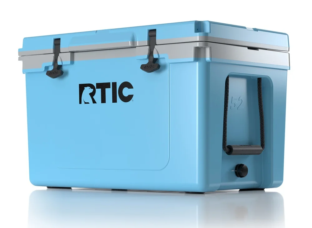 RTIC 52 Quart Ultra-Light Hard Cooler, Deep Harbor/RTIC Ice, Lightweight, Heavy Duty Rope Handles, T-Latch Closure