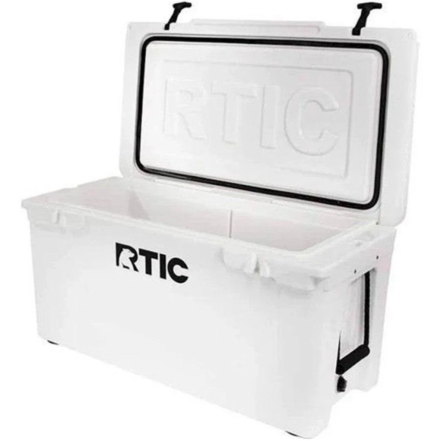 RTIC 52 Quart Ultra-Light Hard Cooler, White & Grey, Lightweight, Heavy Duty Rope Handles, T-Latch Closure