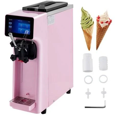 Commercial Ice Cream Maker, 10-20L/H Yield, 1000W Countertop Soft Serve Machine with 4.5L Hopper 1.6L Cylinder Touch Screen Puffing Shortage Alarm,