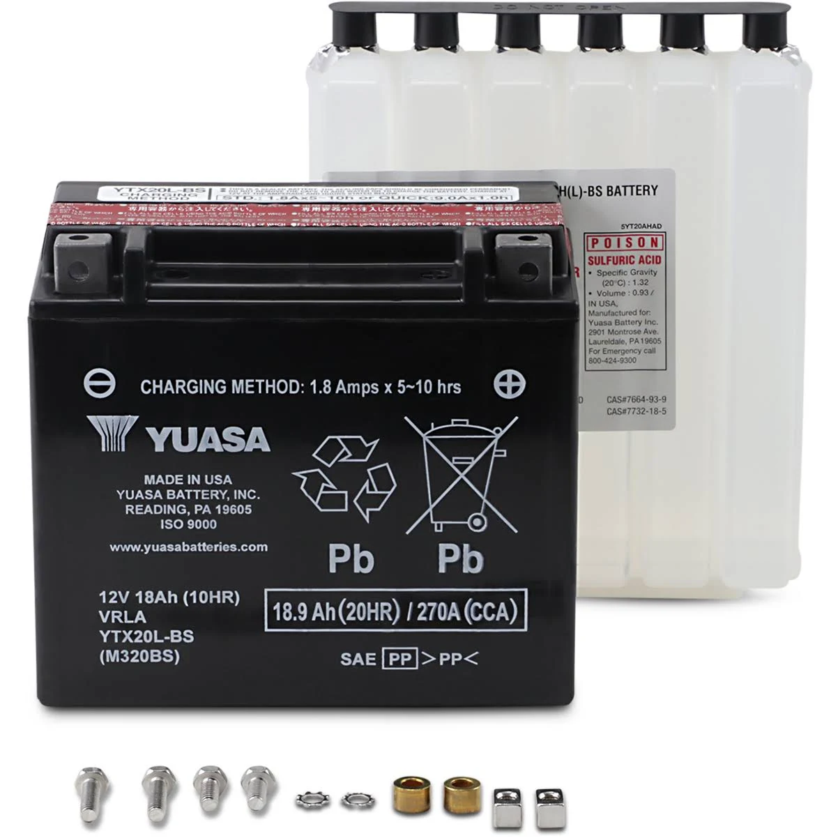 Yuasa Battery Ytx20l-bs Maintenance Free