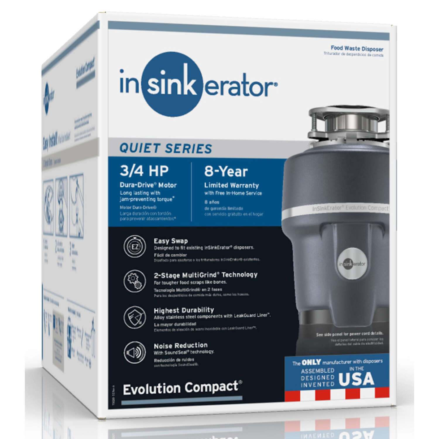 InSinkErator Evolution Compact Garbage Disposal ¨C 3/4 HP ¨C Black/Gray