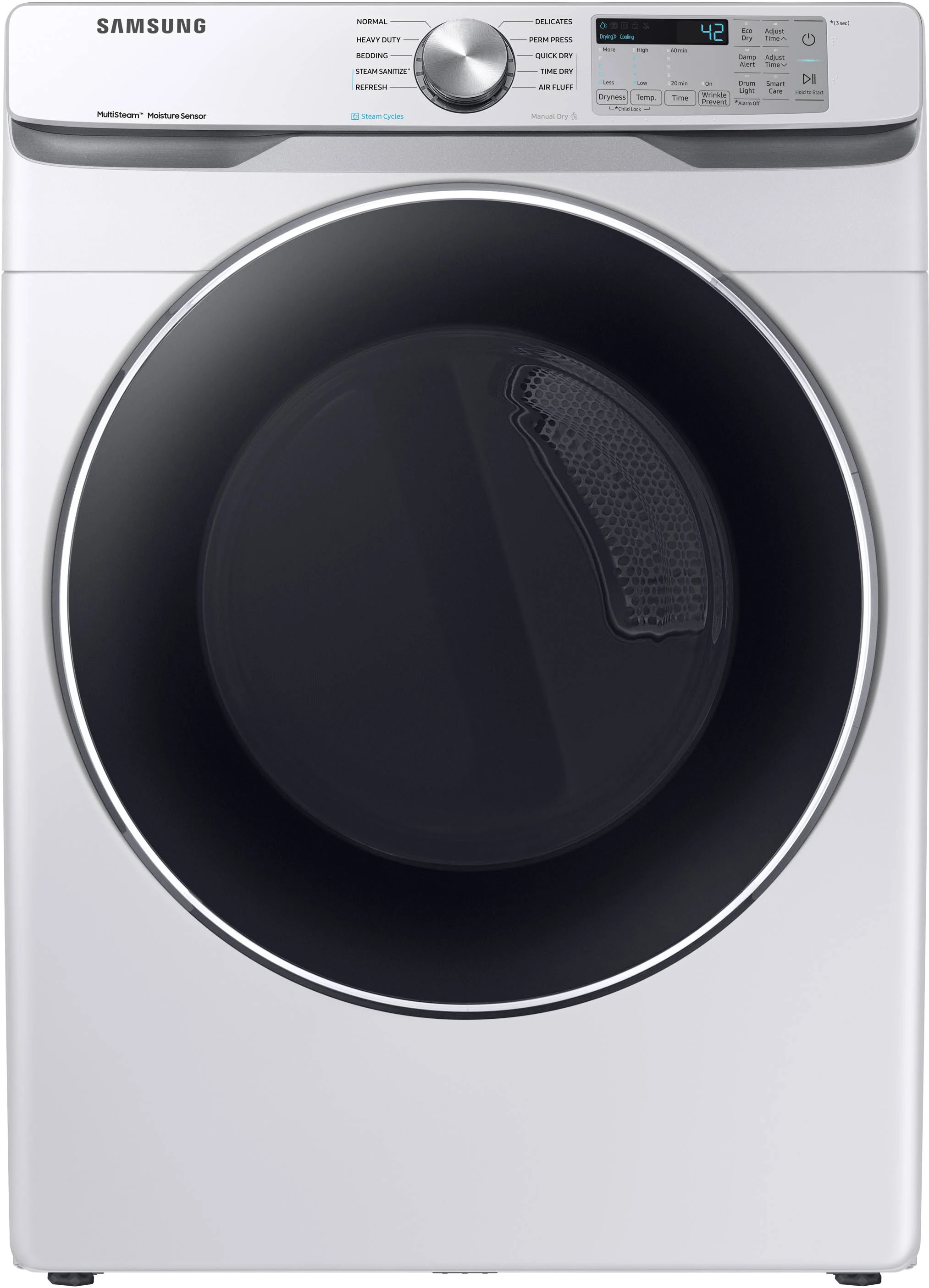 Samsung DVE45T6200W 7.5 Cu. ft. White Smart Electric Front Load Dryer with Steam Sanitize+