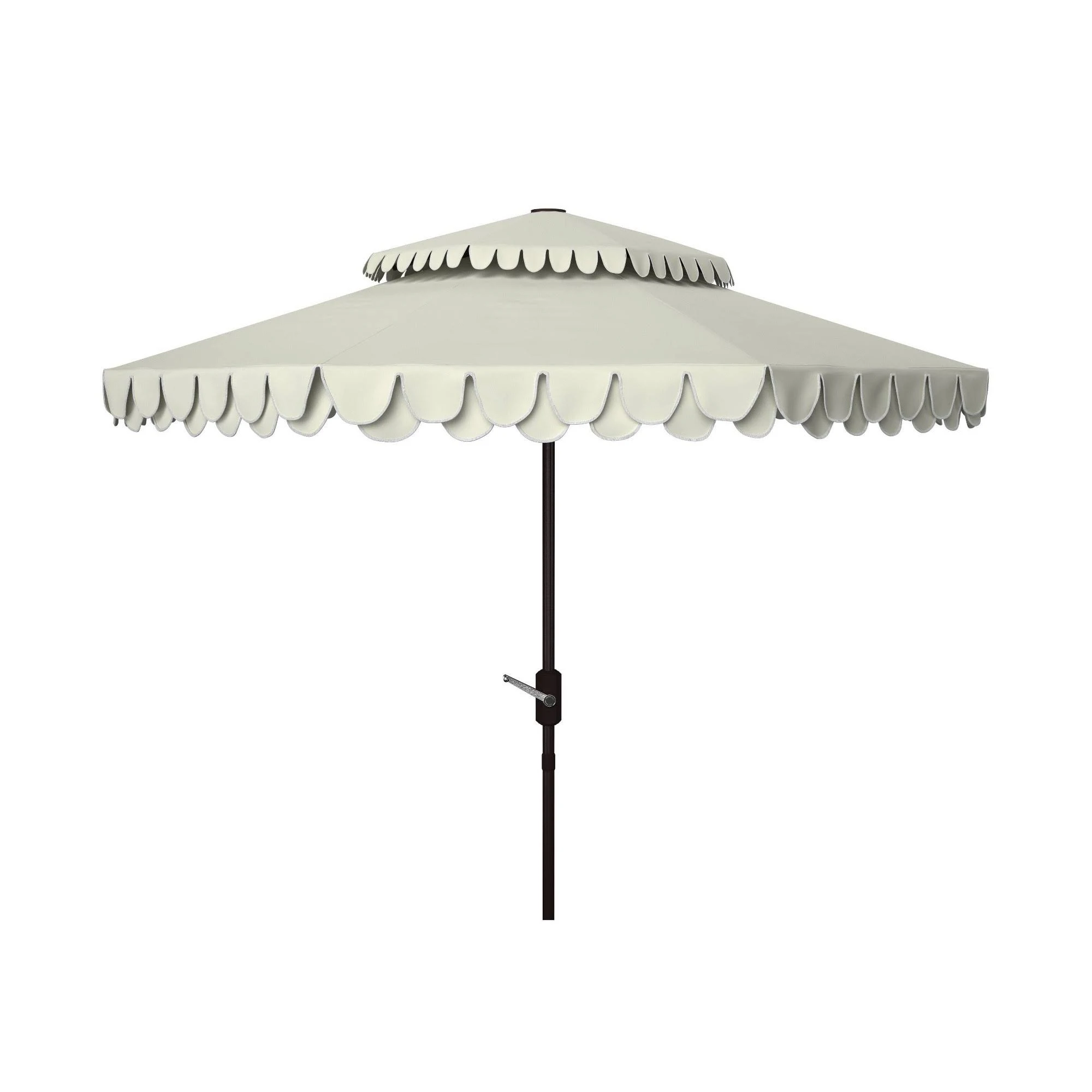 Safavieh Elegant Valance 9ft Double Top Umbrella  C Beige/White