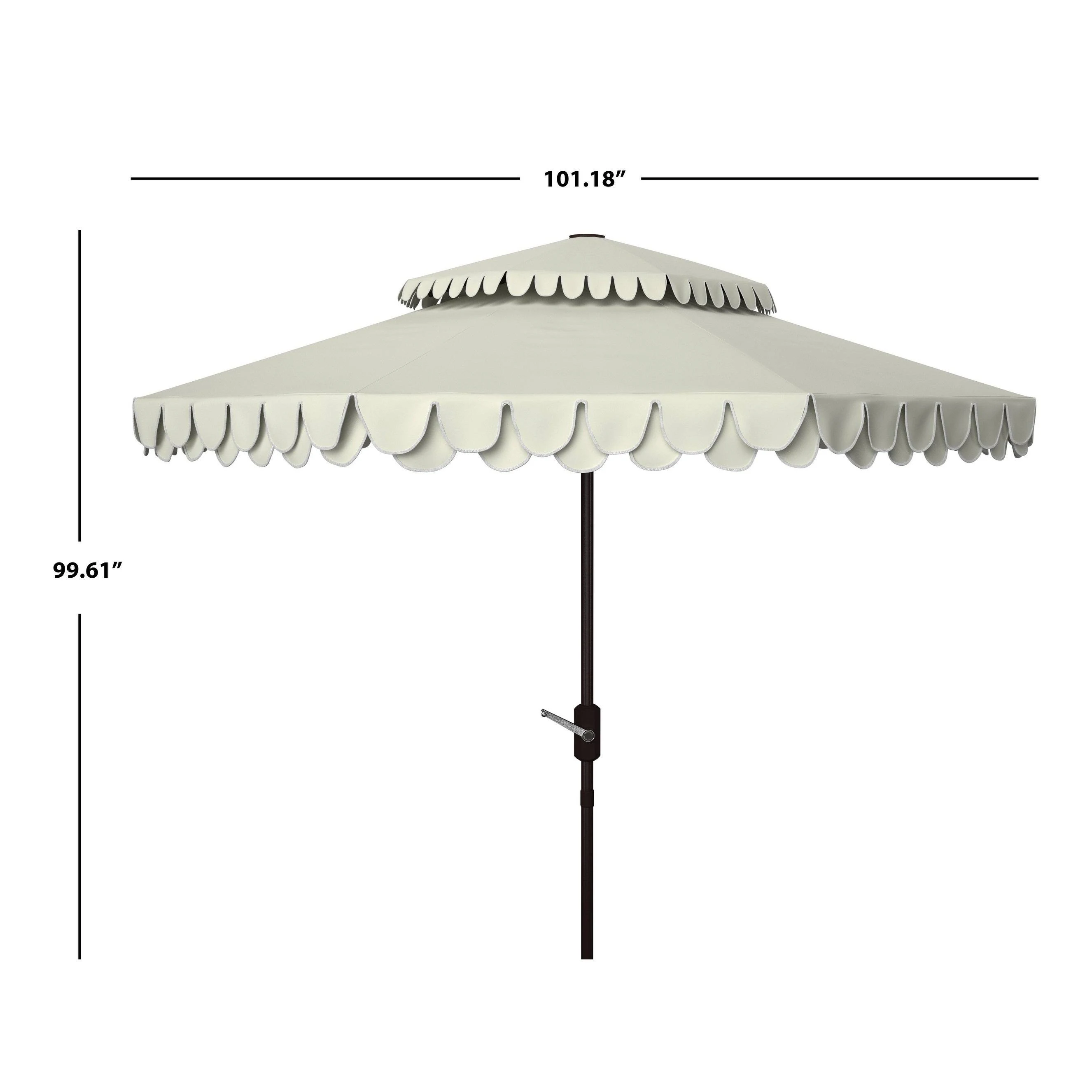 Safavieh Elegant Valance 9ft Double Top Umbrella  C Beige/White