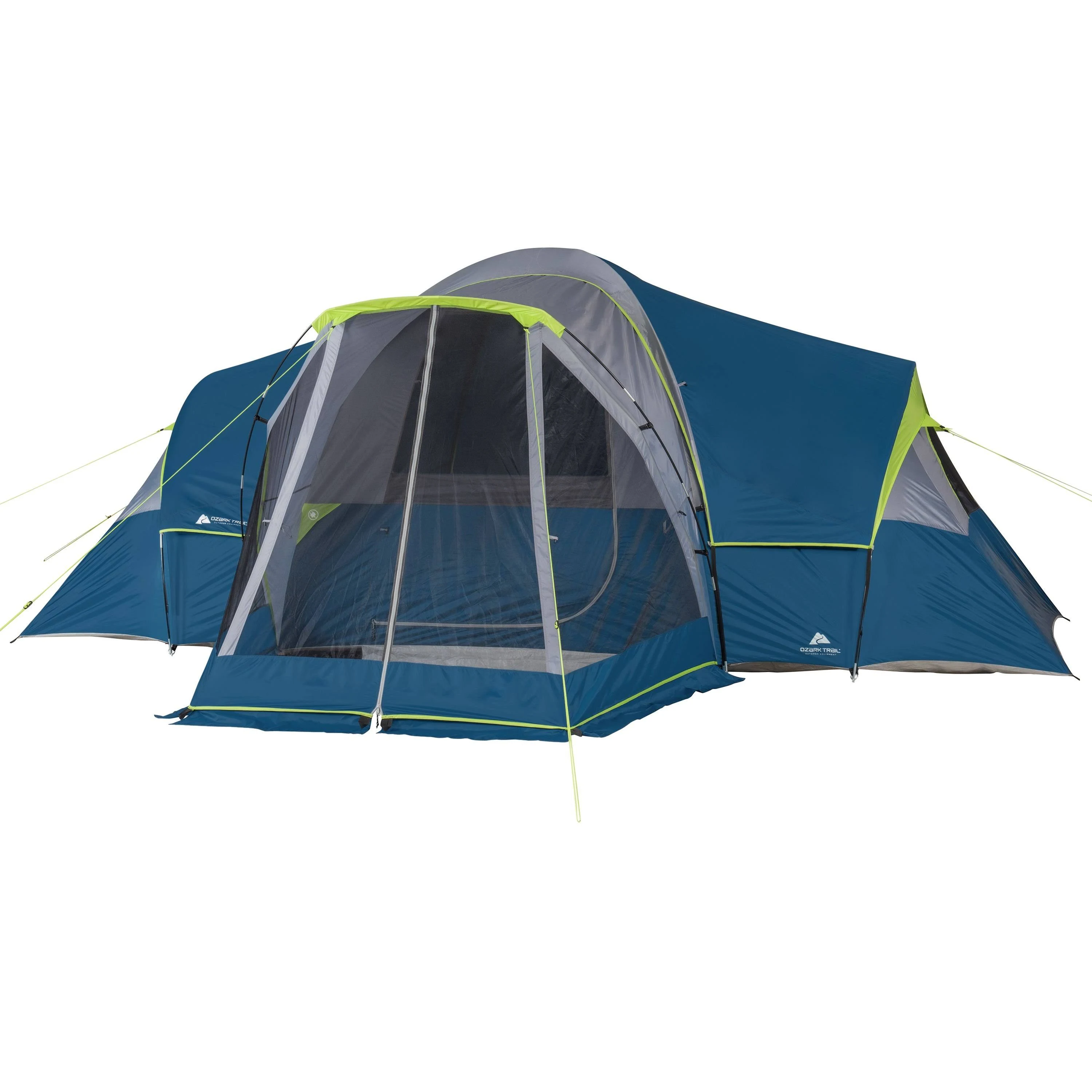 Ozark Trail 10 Person Family Camping Tent, with 3 Rooms and Screen Porch