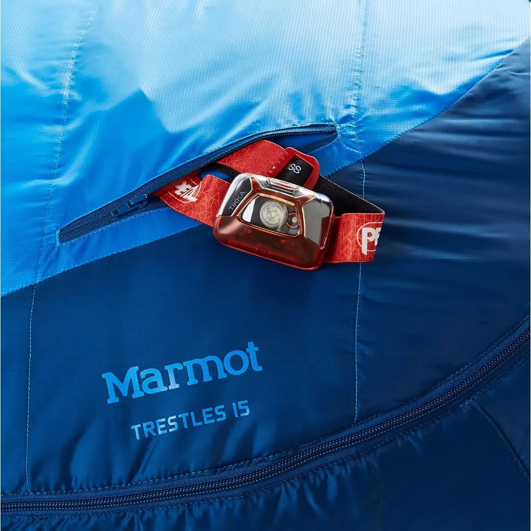 Marmot Trestles 15 Cold-Weather Mummy Sleeping Bag, Cobalt Blue/Blue Night  C Regular/Left Zip