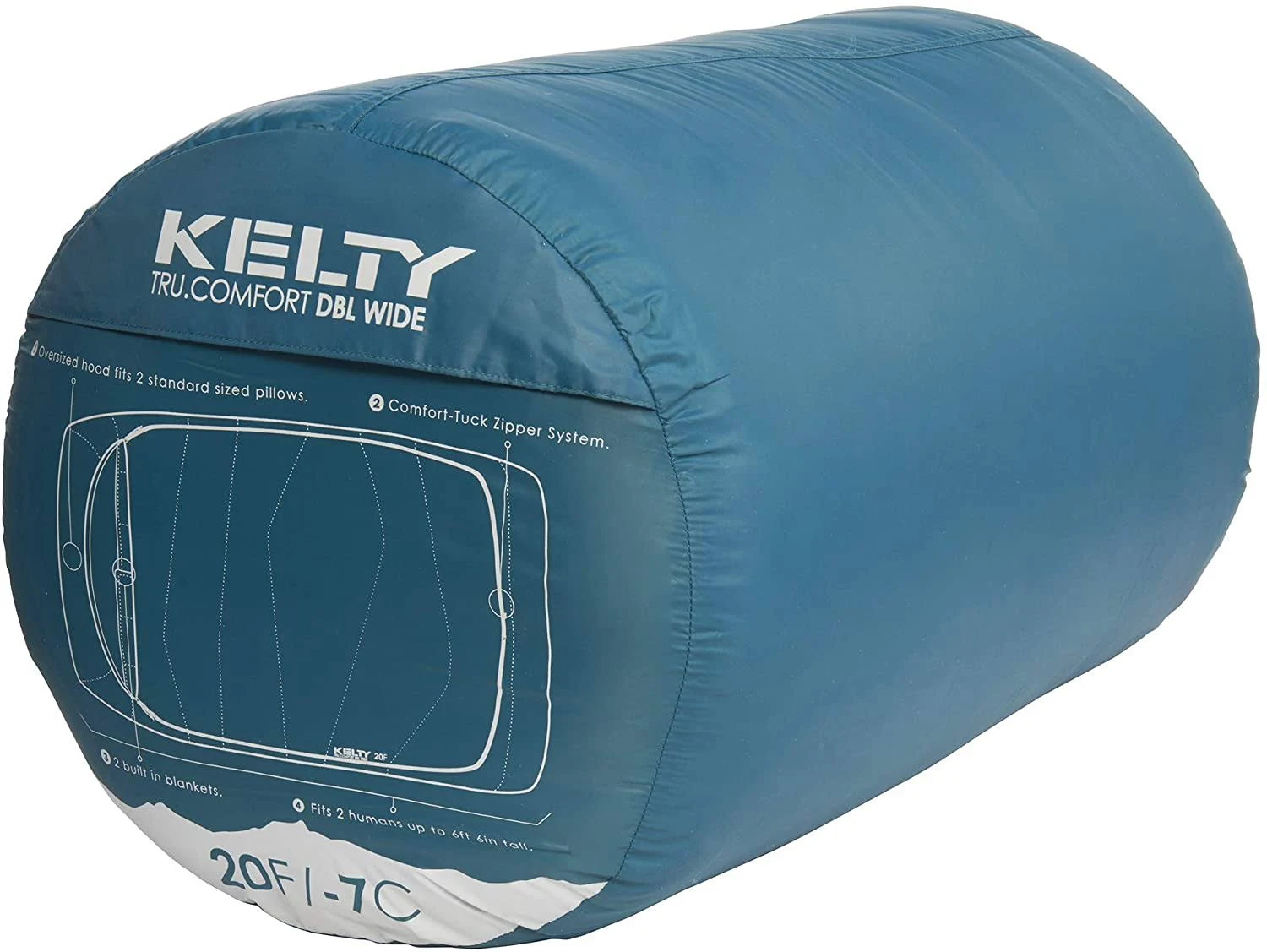 Kelty Tru.Comfort Doublewide 20 Degree Sleeping Bag  C Two Person Synthetic Camping Sleeping Bag for Couples & Family Camping Fired Brick