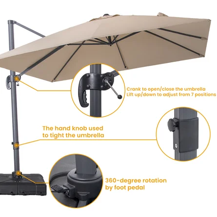 Chumbley 10′ Square Cantilever Umbrella Freeport Park Fabric Color Tan