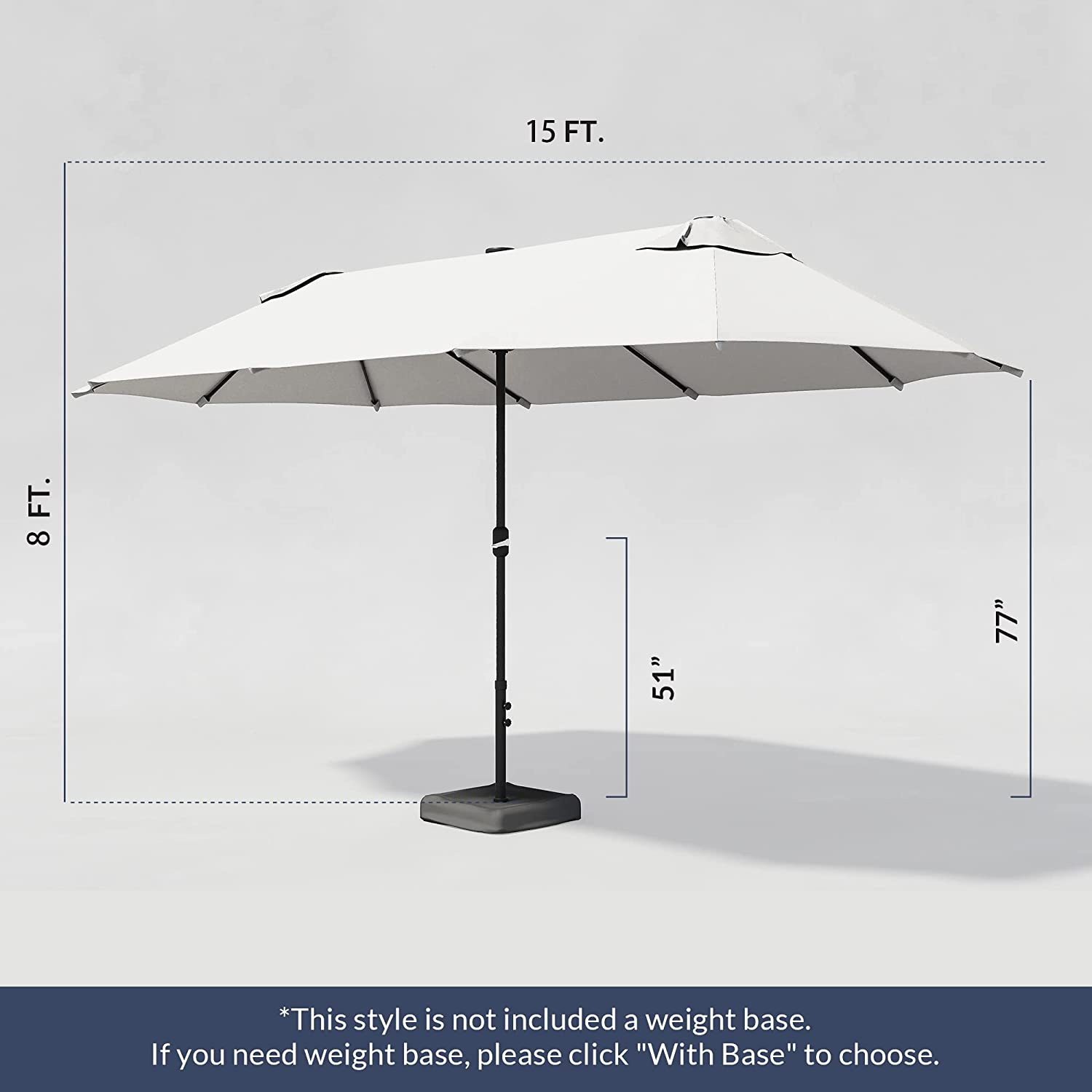 Belleze 15 ft Extra Large Outdoor Market Patio Umbrella Double-Sided Design with Crank, Cream, Size: Without Base, Red