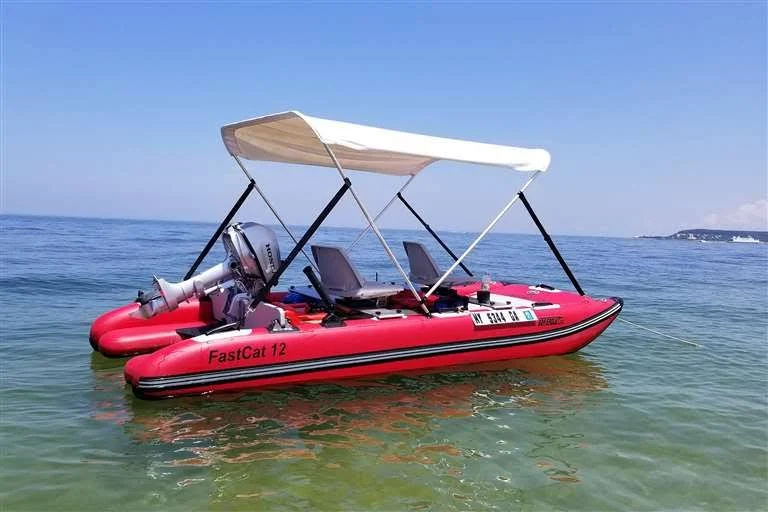Sea Eagle FastCat12 Inflatable Catamaran Boat – Swivel Seat Canopy Package