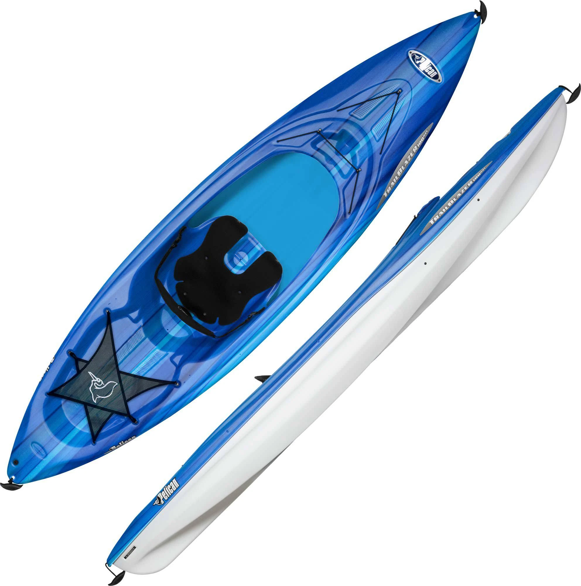 Pelican Trailblazer 100 NXT Kayak, Fade Deep Blue/White