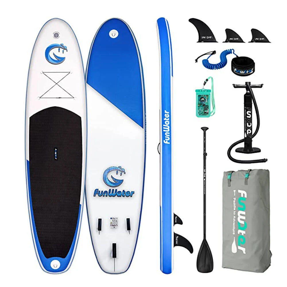 Funwater [EU/US Direct] Funwater Inflatable Stand Up Paddle Board 335 x 82 x 15 cm 150kg Max Load Bearing Complete Accessories Inflatable Paddle Board