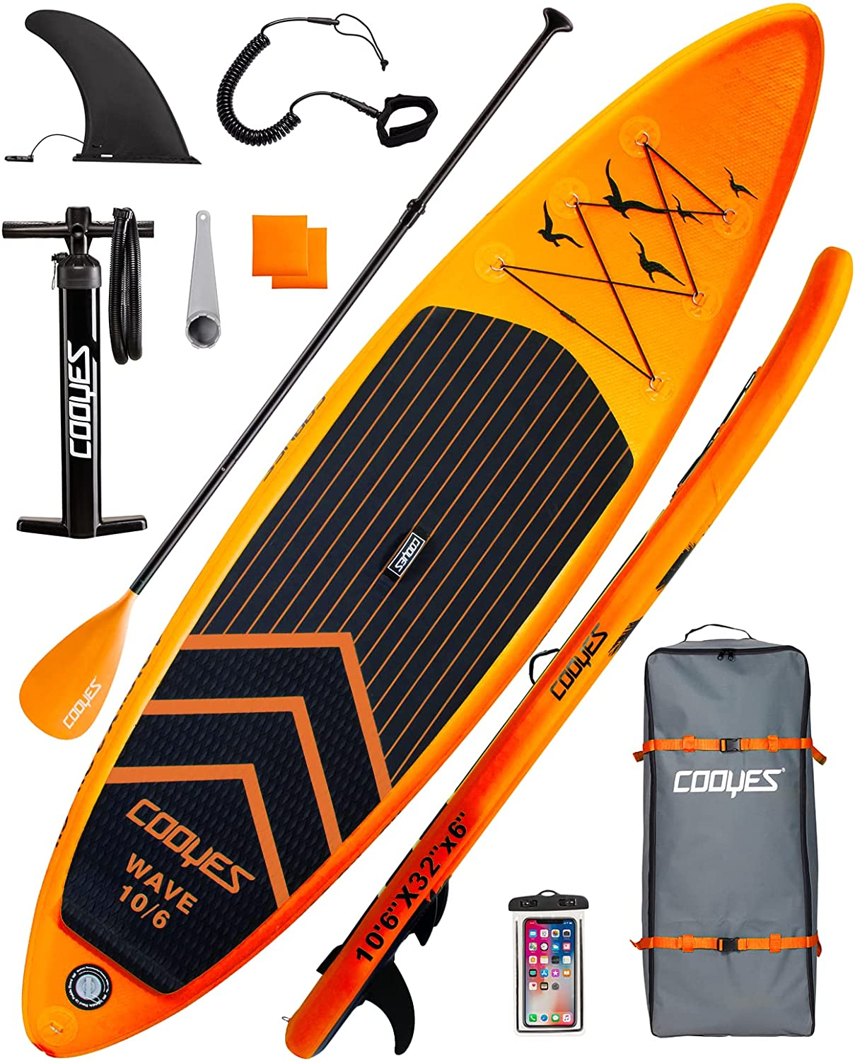 Cooyes Paddle Board 10ft/106ft Inflatable Paddle Board Stand Up Paddle Board with Premium Sup Accessories & Backpack Emergency Repair Kit Non-Slip