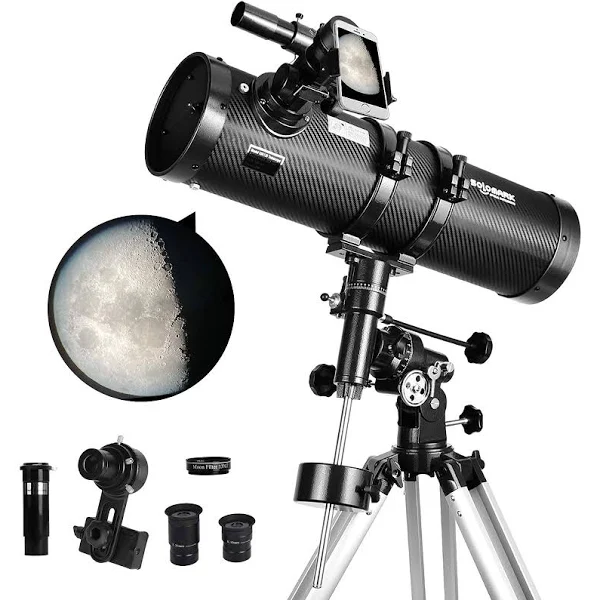 Solomark Telescope 130EQ Newtonian Reflector Telescopes for Adults Professional Telescopes for Adults astronomy Comes with 15X Barlow Lens Smartphone