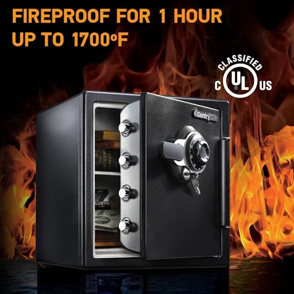 SentrySafe SFW123DTB Fire and Water-Resistant Safe with Dial Combination Lock, 1.23 Cu. ft.