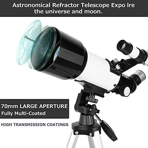 Honslis Telescope70mm Aperture 500mm Telescope for Adults & Kids Astronomical Refractor Telescopes AZ Mount Fully Multi-Coated Optics with Carryin