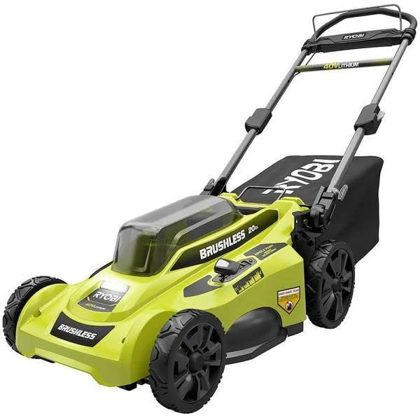 Ryobi 20 in. 40-Volt Brushless Lithium-Ion Cordless Battery Walk Behind Push Lawn Mower & Blower with 6.0 Ah Battery & Charger
