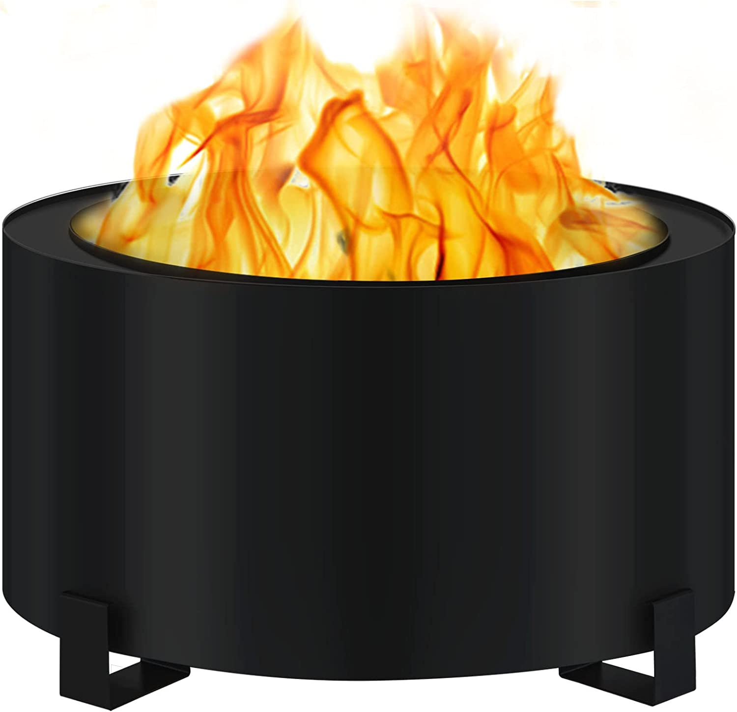 Vevor Stove Bonfire, Carbon Steel Smokeless Fire Pit, 23.6-inch Diameter Stove Bonfire Fire Pit, Double Wall Design Smokeless Fire Bowl, Portable