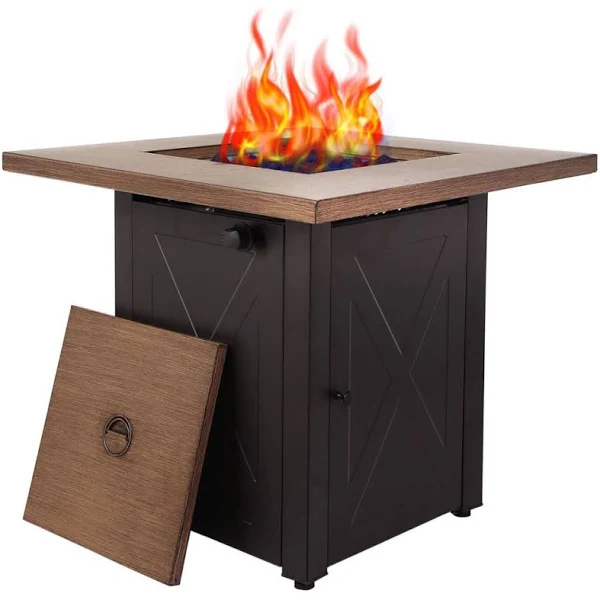 Legacy HEATING 28-in W 48000-BTU Wood Painting Portable Steel Propane Gas Fire Pit