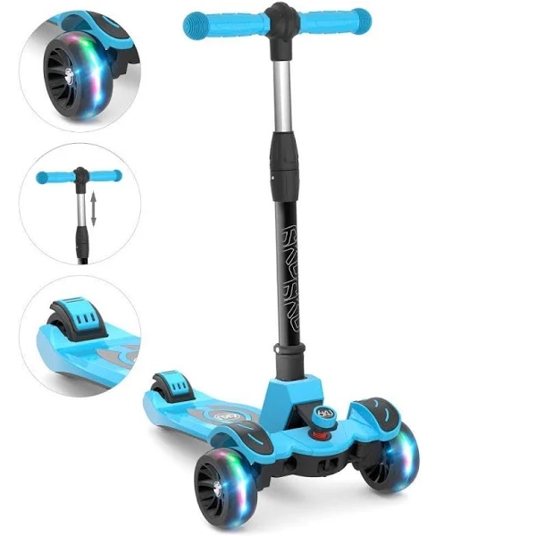 6KU Kids Kick Scooter with Adjustable Height, Lean to Steer, Flashing Wheels for