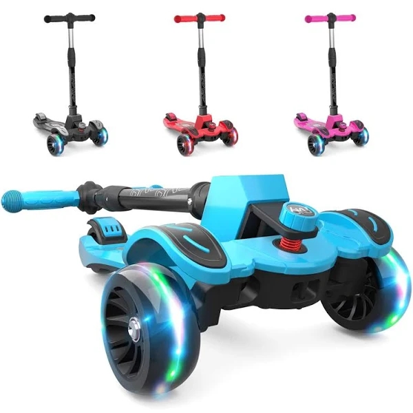 6KU Kids Kick Scooter with Adjustable Height, Lean to Steer, Flashing Wheels for