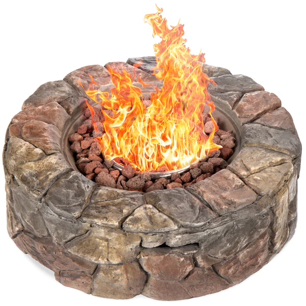 BCP Stone Design Round Gas Fire Pit