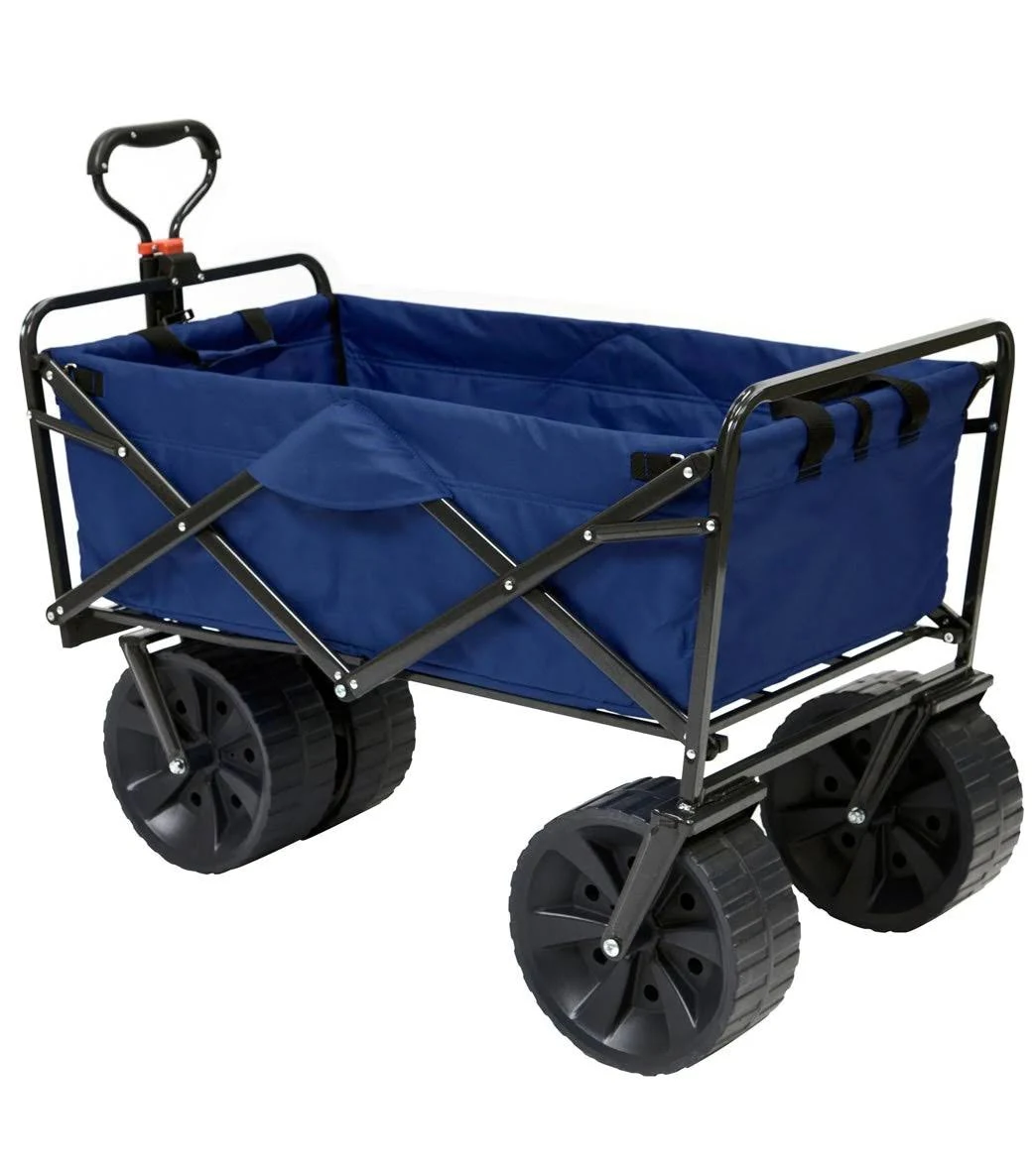 Mac Sports Heavy Duty Collapsible Folding All Terrain Utility Beach Wagon Cart Blue Black