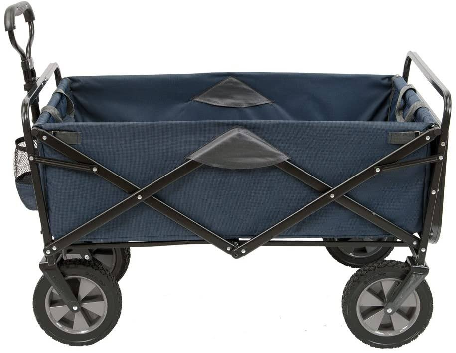 Mac Sports Collapsible Folding Outdoor Garden Utility Wagon Cart with Table, Navy
