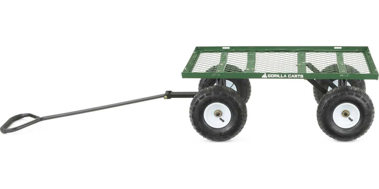 Gorilla Carts Steel Garden Cart with Removable Sides, Green, 400 lb