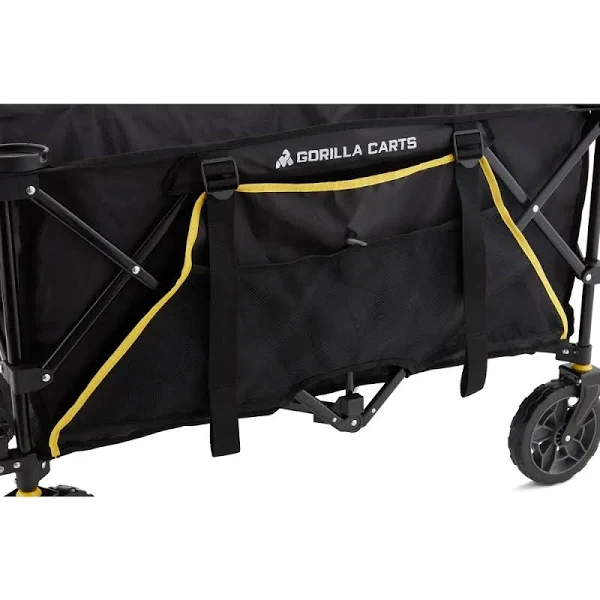 Gorilla Carts 7 Cu. ft. Collapsible Folding Outdoor Utility Wagon with Oversized Bed, Black