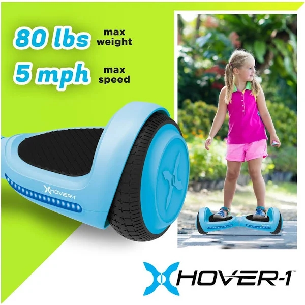 Hover-1 My First Hoverboard Kids Hoverboard w/ LED Headlights, 5 MPH Max Speed, 80 lbs Max Weight, 3 Miles Max Distance - Blue
