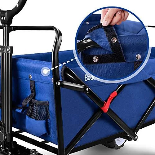 Beau Jardin Folding Wagon Cart 300 Pound Capacity Collapsible Utility Camping Grocery Canvas Sturdy Portable Rolling Lightweight Buggies Outdoor