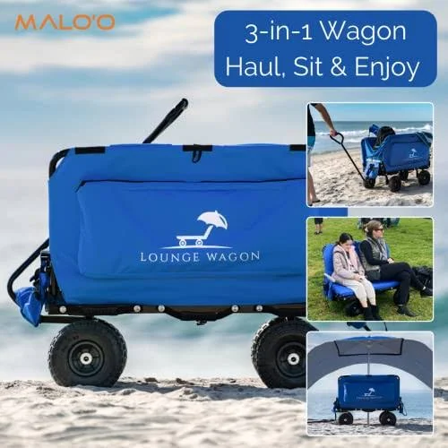 The Lounge Wagon ¨C The Only Wagon that Converts Into A 2-Person Chair ¨C 3-in1 Carts with Wheels, Chair & Umbrella ¨C Ultimate Beach Wagons¨C Beach