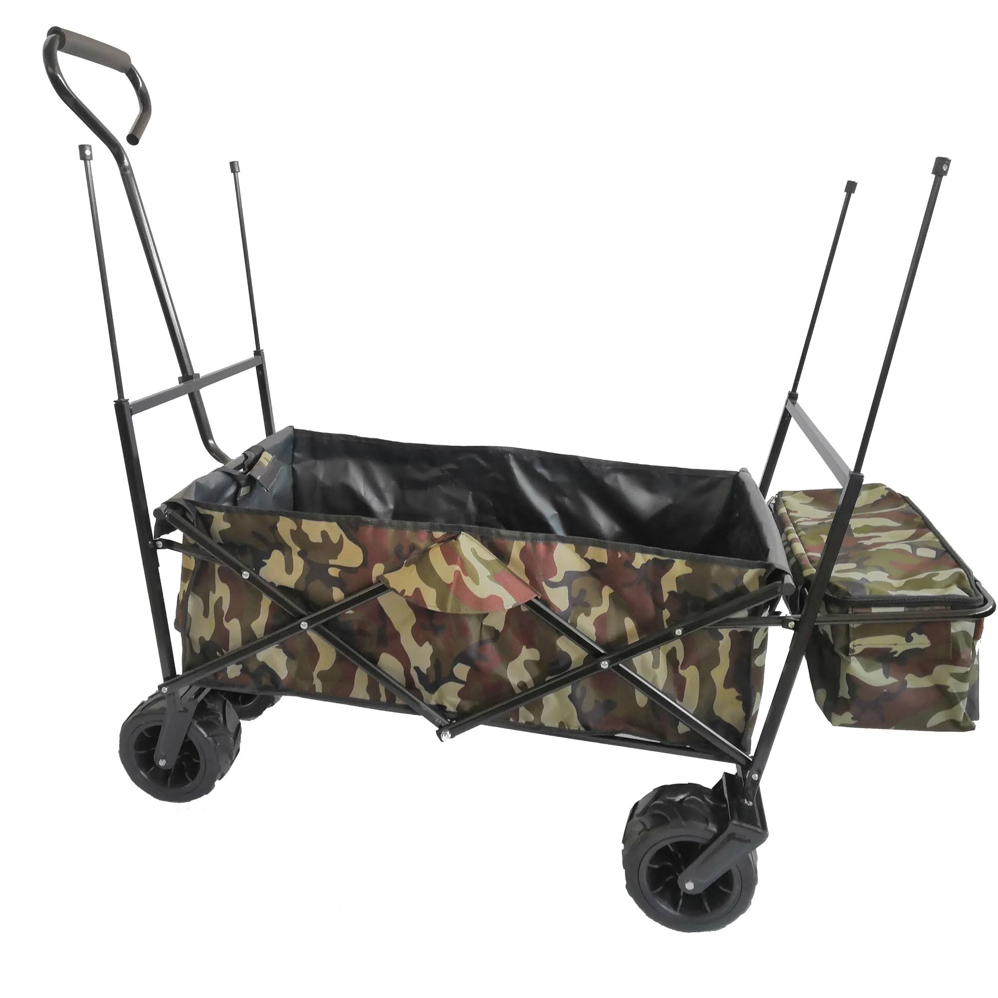 Happybuy Happbuy Extra Large Collapsible Garden Cart with Removable Canopy Folding Wagon Utility Carts with Wheels and Rear Storage Wagon Cart for Gar