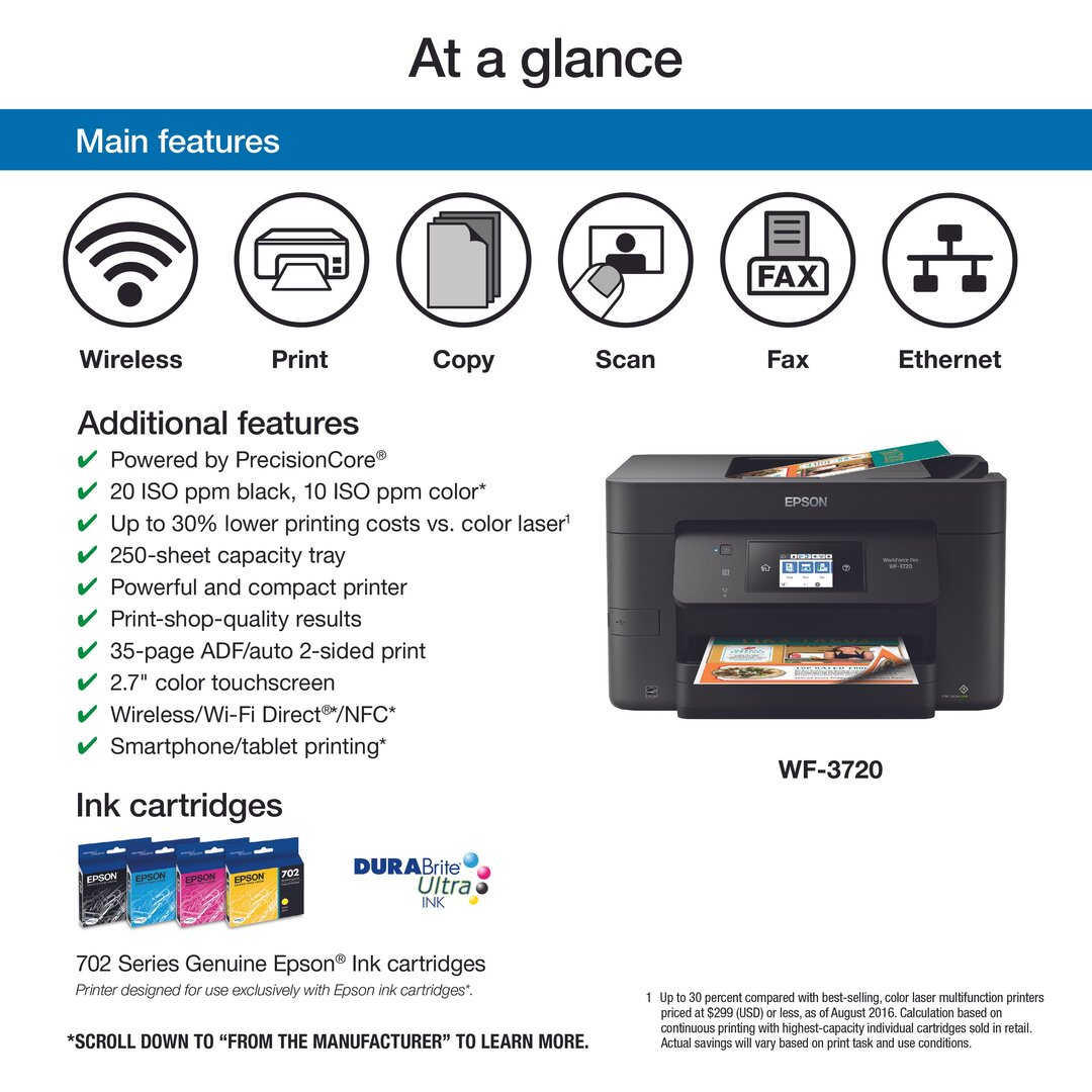 Epson WorkForce Pro WF-3720 Inkjet Multifunction Printer